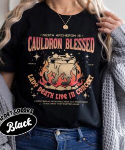 comfort colors acotar nesta archeron shirt cauldron blessed lady death band booktok sjm merch uw175