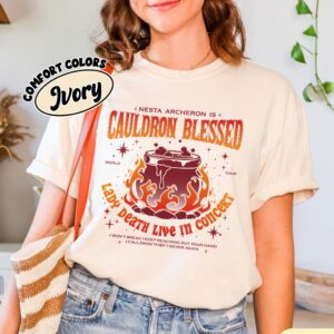 comfort colors acotar nesta archeron shirt cauldron blessed lady death band booktok sjm merch wmwfx