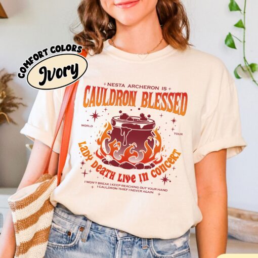 comfort colors acotar nesta archeron shirt cauldron blessed lady death band booktok sjm merch