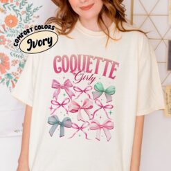 comfort colors coquette bows shirt soft girl era cute bows and ribbons trendy gift for her hutpp
