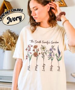 comfort colors custom birth flower family bouquet shirt personalized grandmas garden gift kvadx