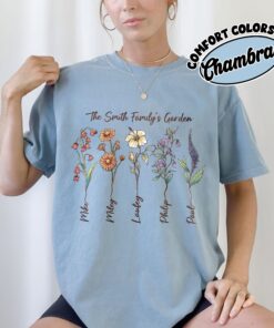 comfort colors custom birth flower family bouquet shirt personalized grandmas garden gift mqoyx