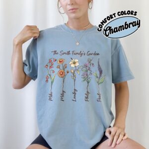 comfort colors custom birth flower family bouquet shirt personalized grandmas garden gift mqoyx