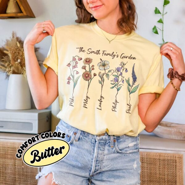 comfort colors custom birth flower family bouquet shirt personalized grandmas garden gift