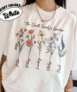 comfort colors custom birth flower family bouquet shirt personalized grandmas garden gift r95ou