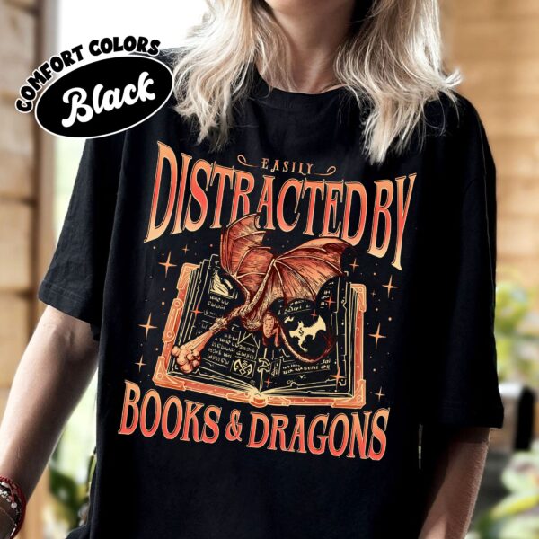 comfort colors dragon bookworm shirt easily distracted by dragons and books dragon rider fan merch fqhwo