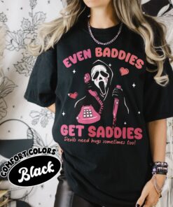 comfort colors even baddies get saddies shirt mental health funny ghostface adhd awareness tee leyj1