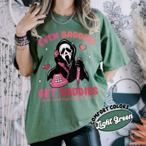 comfort colors even baddies get saddies shirt mental health funny ghostface adhd awareness tee qd018