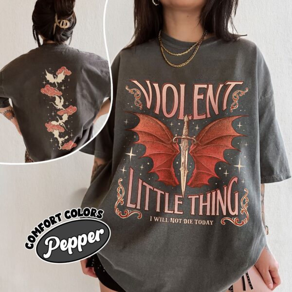 comfort colors fourth wing fan shirt violet sorrengail violent little thing dragon rider hbb60