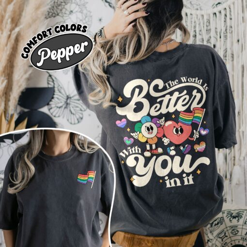 comfort colors lgbt pride month shirt the world is better with you in it suicide awareness protect queer youth 4isfa