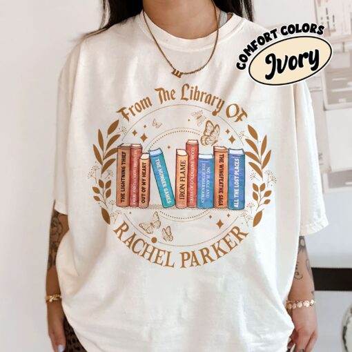 comfort colors personalized bookshelf shirt custom book lover tee book club gift for reader