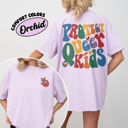 comfort colors protect queer kids shirt let queer kids live non binary and trans youth pride month tee 1rp73