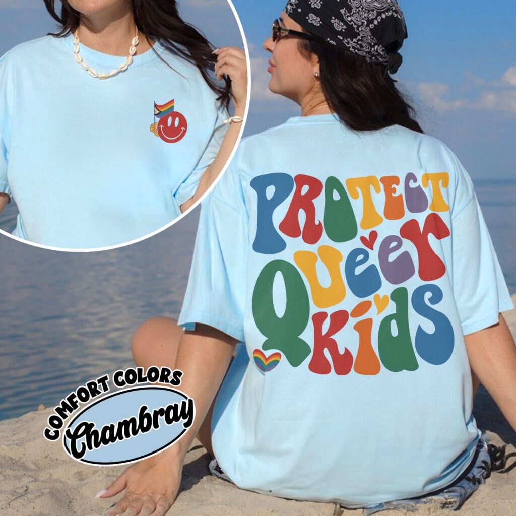 comfort colors protect queer kids shirt let queer kids live non binary and trans youth pride month tee xohod