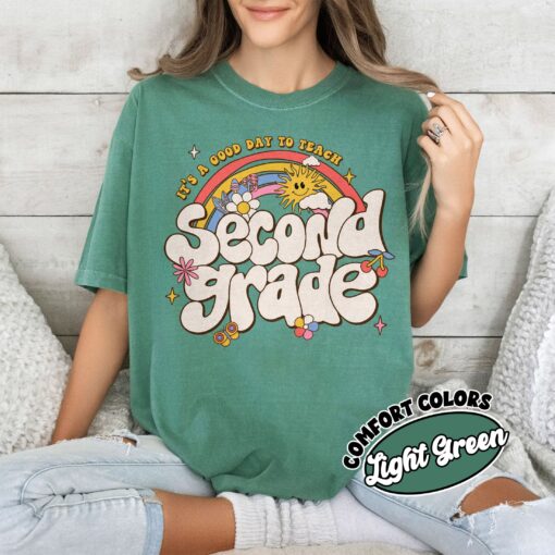 comfort colors second grade teacher shirt its a good day to teach back to school rainbow