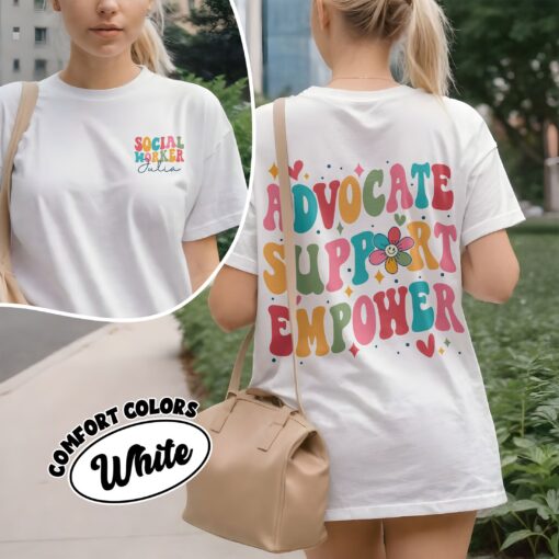 comfort colors social worker shirt advocate support empower personalized social worker gift y91qn