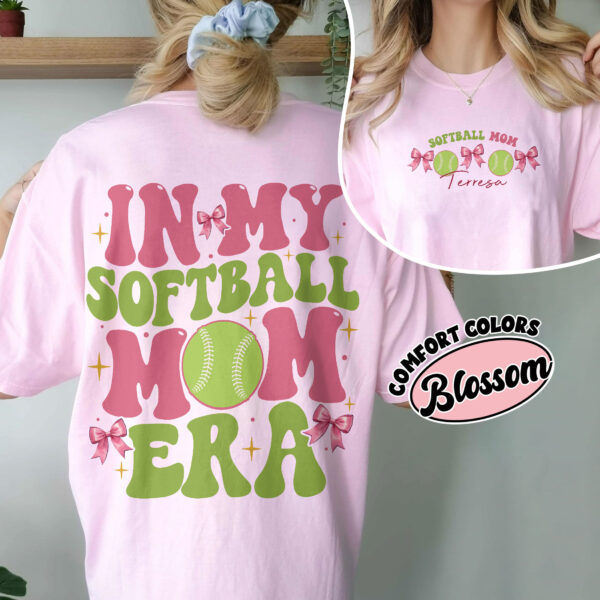 comfort colors softball coquette bow mom shirt in my softball mom era custom funny game day 57isu