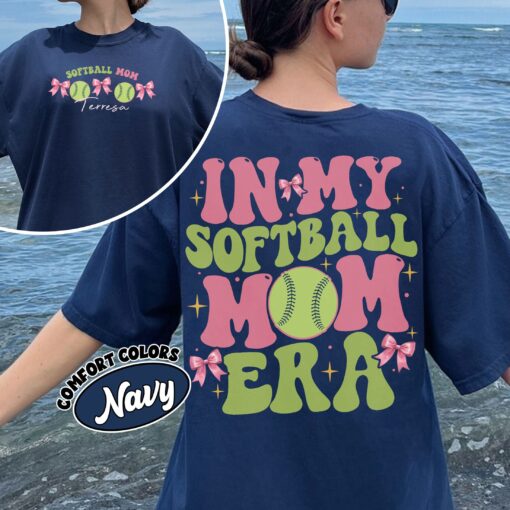 comfort colors softball coquette bow mom shirt in my softball mom era custom funny game day kjhat