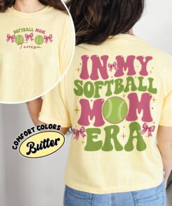 comfort colors softball coquette bow mom shirt in my softball mom era custom funny game day pbrep