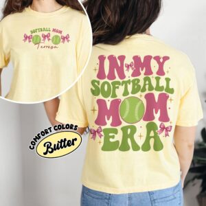 comfort colors softball coquette bow mom shirt in my softball mom era custom funny game day pbrep