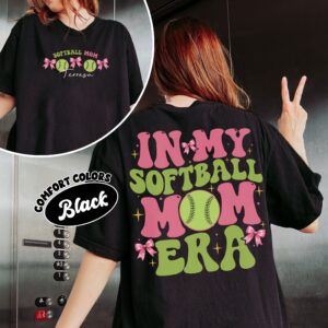 comfort colors softball coquette bow mom shirt in my softball mom era custom funny game day xl8qh