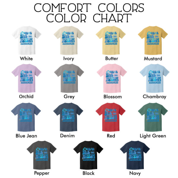 comfort colors we wear blue for autism awareness shirt autism awareness month blue rainbow support tee hsgoc