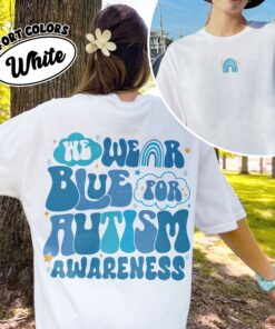 comfort colors we wear blue for autism awareness shirt autism awareness month blue rainbow support tee j60uo