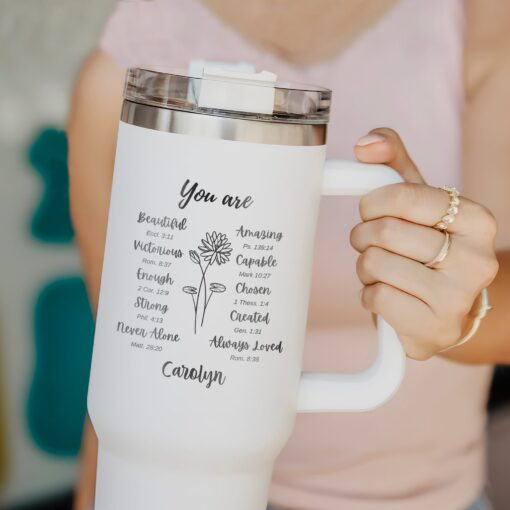 custom 40 oz bible verse tumbler laser engraved birth flower design unique christmas halloween gift faith inspired cup ga3v2