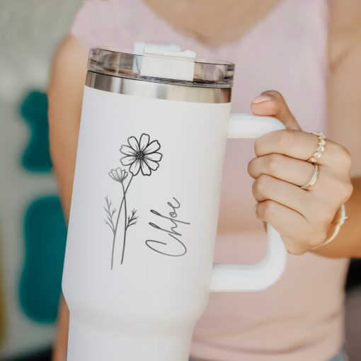 custom 40 oz birth flower tumbler laser engraved bridesmaid gift unique christmas halloween present personalized name cup 3s7i6