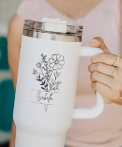 custom 40 oz birth flower tumbler laser engraved name design perfect christmas halloween gift bridesmaid proposal cup jyaf0