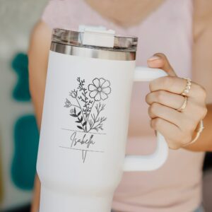 custom 40 oz birth flower tumbler laser engraved name design perfect christmas halloween gift bridesmaid proposal cup jyaf0