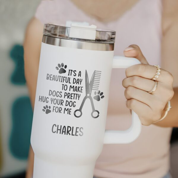 custom 40 oz dog groomer tumbler laser engraved pet stylist gift unique christmas halloween present animal care cup