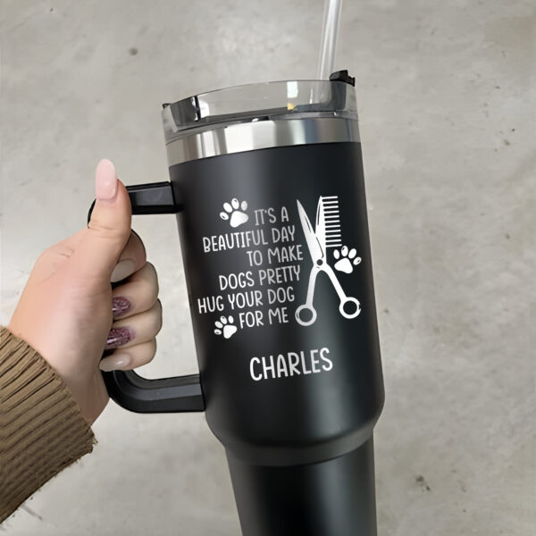 custom 40 oz dog groomer tumbler laser engraved pet stylist gift unique christmas halloween present animal care cup