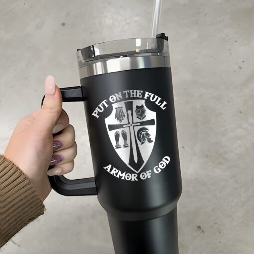 custom 40 oz engraved armor of god tumbler personalized christian gift for men unique christmas halloween present fathers day cup