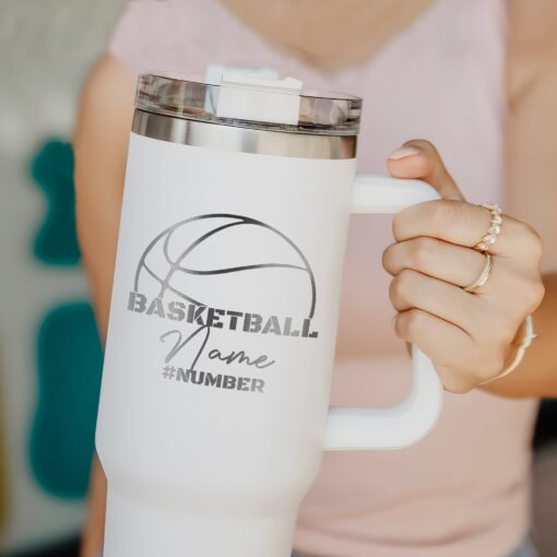 custom 40 oz engraved basketball tumbler personalized player gift unique christmas halloween present sports enthusiast cup uypbt