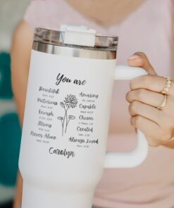 custom 40 oz engraved birth flower tumbler personalized bridesmaid gift unique christmas halloween present insulated name cup fi9hh