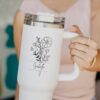 custom 40 oz engraved birth flower tumbler personalized name month design unique christmas halloween present best friend cup gfgdg