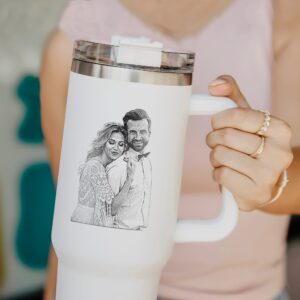 custom 40 oz engraved couple portrait tumbler personalized valentines gift for him unique christmas halloween present husband cup f0zlv