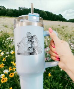 custom 40 oz engraved couple portrait tumbler personalized valentines gift for him unique christmas halloween present husband cup lepl4