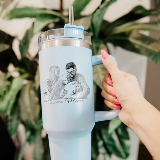 custom 40 oz engraved couple portrait tumbler personalized valentines gift for him unique christmas halloween present husband cup zohkv