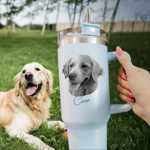 custom 40 oz engraved dog dad tumbler personalized pet portrait design unique christmas halloween present pet parent cup s9cm0