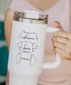 custom 40 oz engraved dog mom tumbler personalized pet ear design unique christmas halloween present animal lover cup njfwn