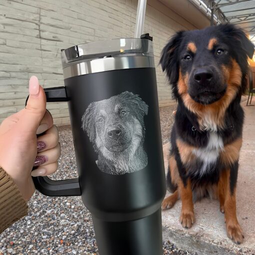 custom 40 oz engraved dog mom tumbler personalized pet photo design unique christmas halloween present pet owner appreciation dstir