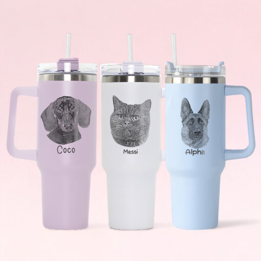 custom 40 oz engraved dog mom tumbler personalized pet portrait design unique christmas halloween present pet parent cup ntihs