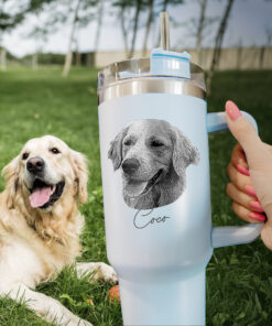 custom 40 oz engraved dog mom tumbler personalized pet portrait design unique christmas halloween present pet parent cup skfcl