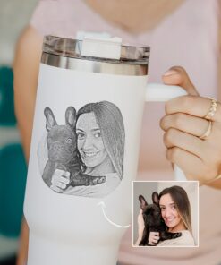 custom 40 oz engraved dog photo tumbler personalized christmas gift for dog mom unique pet lover present insulated handle cup 5uq9h