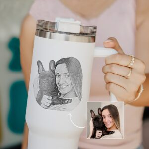 custom 40 oz engraved dog photo tumbler personalized christmas gift for dog mom unique pet lover present insulated handle cup 5uq9h