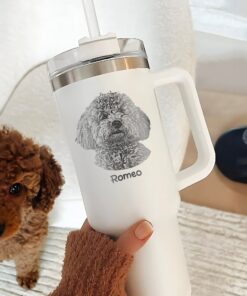 custom 40 oz engraved dog photo tumbler personalized christmas gift for dog mom unique pet lover present insulated handle cup bcilz