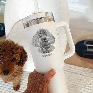 custom 40 oz engraved dog photo tumbler personalized christmas gift for dog mom unique pet lover present insulated handle cup bcilz