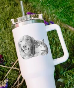 custom 40 oz engraved dog photo tumbler personalized christmas gift for dog mom unique pet lover present insulated handle cup ozvl5