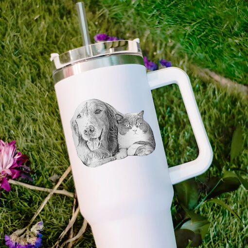 custom 40 oz engraved dog photo tumbler personalized christmas gift for dog mom unique pet lover present insulated handle cup ozvl5